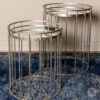 Cage Set of Two Side Tables Round Mirrored Silver - Image 2