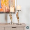 Feather Pillar Candle Holder Silver/Gold 28cm - Image 2