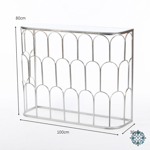 Odessa Mirrored Console Silver Leaf - Image 3